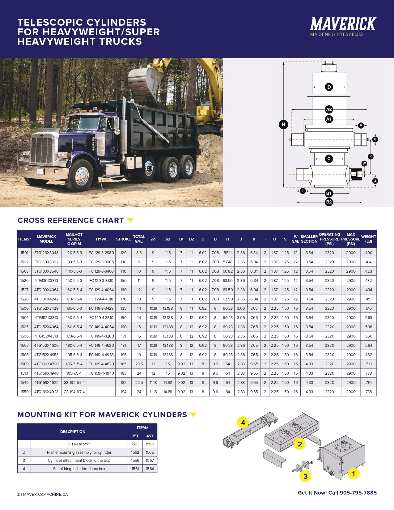 Cylinder for heavy weight truck