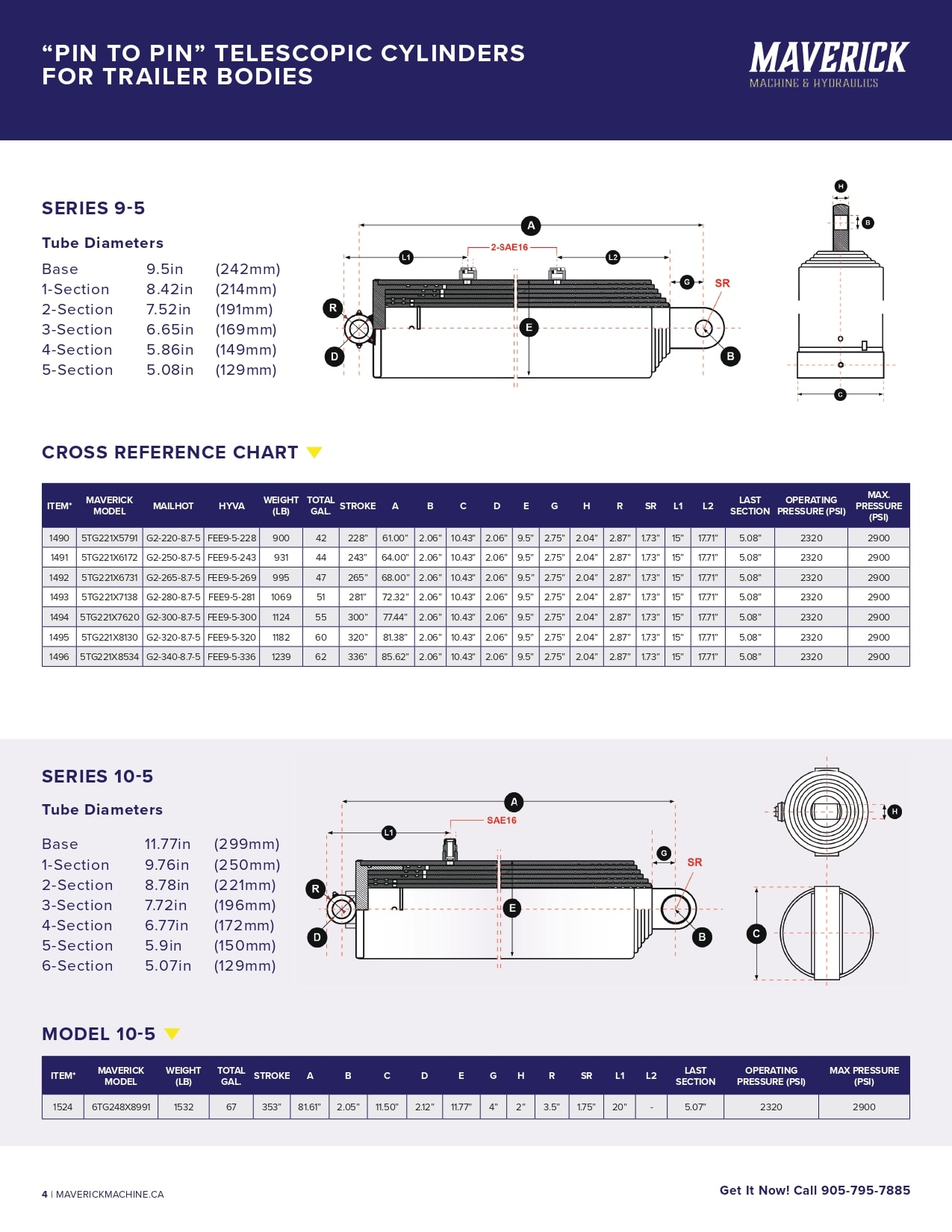 Telescopic cylinder for trailer bodies