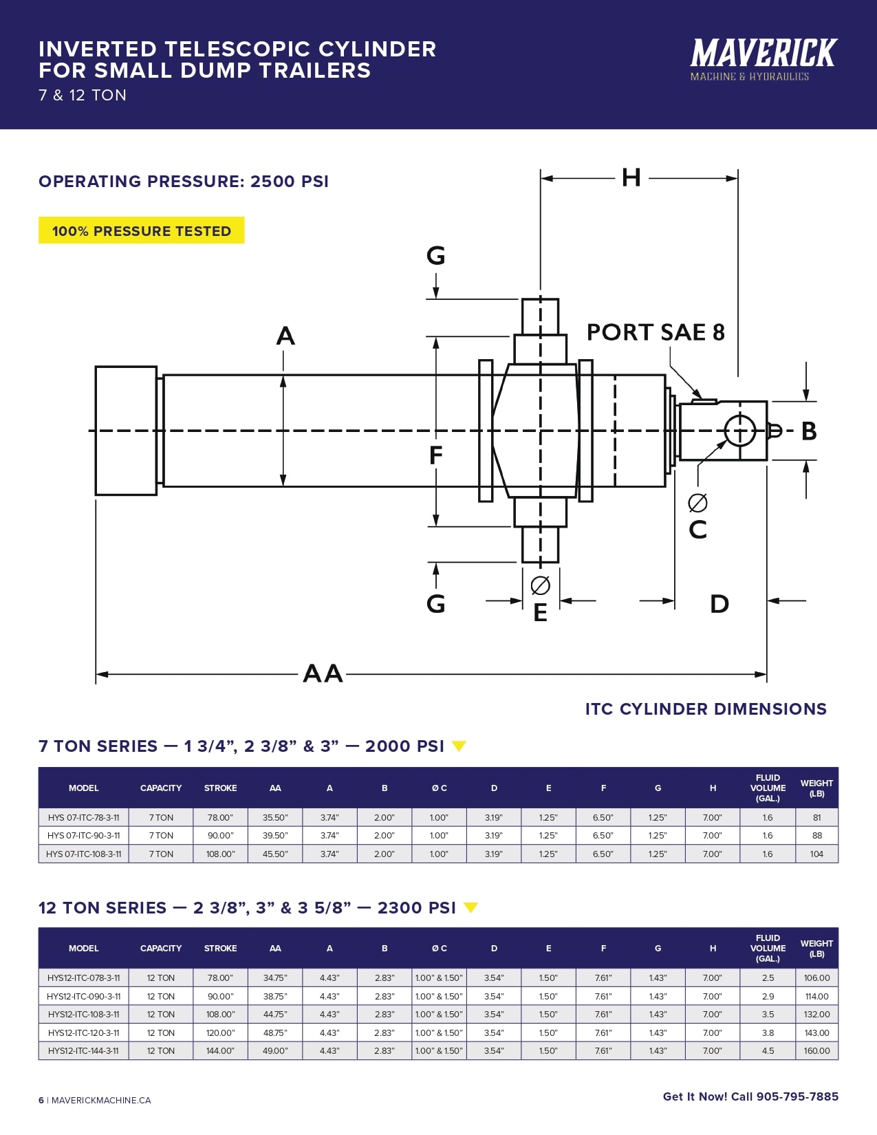 Telescopic cylinder for small dump boxes